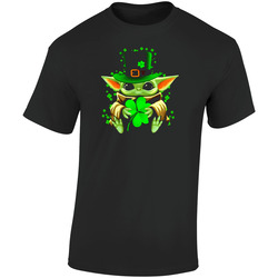 Irish Baby Yoda St Patricks Day Retro Graphic Unisex Soft Cotton Black T Shirt