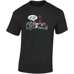 Jesus And Superheroes Mens Retro Graphic Unisex Soft Cotton Black T Shirt