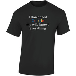 I Don't Need Google My Wife Knows Everything Funny Retro Graphic Unisex Soft Cotton Black T Shirt