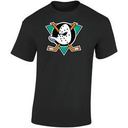 Mighty Ducks Logo Black Retro Graphic Unisex Soft Cotton Black T Shirt
