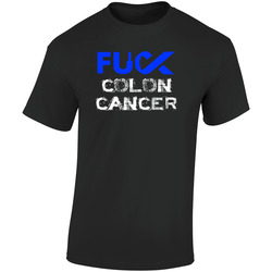 Fuck Colon Cancer - Awareness T-Shirt / Standard Fit Retro Graphic Unisex Soft Cotton Black T Shirt