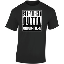 Straight Outta Chick-fil-a Movie And Fast Food Parody Retro Graphic Unisex Soft Cotton Black T Shirt