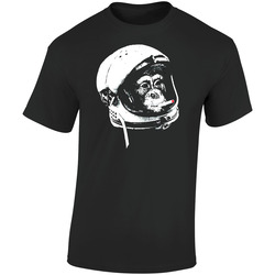 Astronaut monkey t-shirt funny tee smoking Retro Graphic Unisex Soft Cotton Black T Shirt