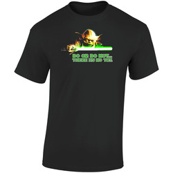 Yoda Do Or Do Not There Is No Try Star Wars Jedi Retro Graphic Unisex Soft Cotton Black T Shirt