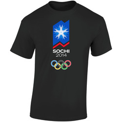 Russia Winter Olympics Sochi 2014 Retro Graphic Unisex Soft Cotton Black T Shirt