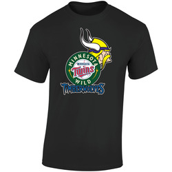 Minnesota Pro Sports Teams Logo Mashup City Fan Retro Graphic Unisex Soft Cotton Black T Shirt