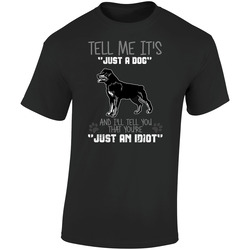Tell Me Its Just A Dog Idiot Rottweiler Retro Graphic Unisex Soft Cotton Black T Shirt