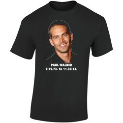 Paul Walker Tribute Retro Graphic Unisex Soft Cotton Black T Shirt