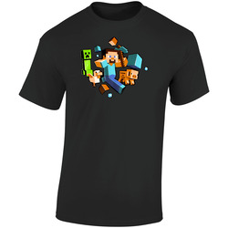Minecraft Run Away Creeper Chase Pickaxe Retro Graphic Unisex Soft Cotton Black T Shirt