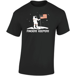 Finders Keepers Funny Moon America Retro Graphic Unisex Soft Cotton Black T Shirt