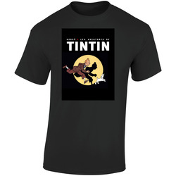 Herge Les Aventures De Tintin Retro Graphic Unisex Soft Cotton Black T Shirt
