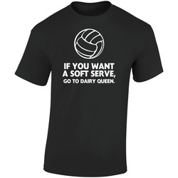 If You Want A Soft Serve Go To Dairy Queen Sport Volleyball Retro Graphic Unisex Soft Cotton Black T Shirt