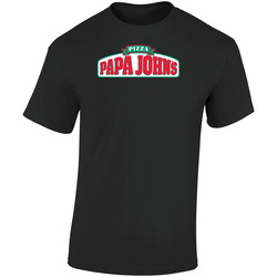 Papa John's Restaurant Foodie Tour Brand Logo Fan Retro Graphic Unisex Soft Cotton Black T Shirt