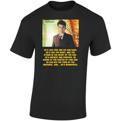 Doctor Who 10th Doctor With Quote Retro Graphic Unisex Soft Cotton Black T Shirt