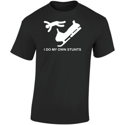 Snowmobile I Do My Own Stunts Funny Retro Graphic Unisex Soft Cotton Black T Shirt