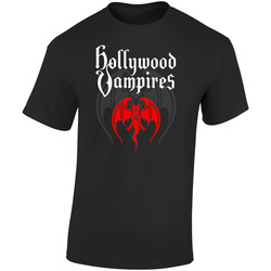Hollywood Vampires Tour 2016 Retro Graphic Unisex Soft Cotton Black T Shirt