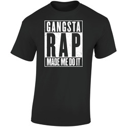 Gangsta Rap Made Me Do It Funny Hip Hop Music Worn Look Retro Graphic Unisex Soft Cotton Black T Shirt