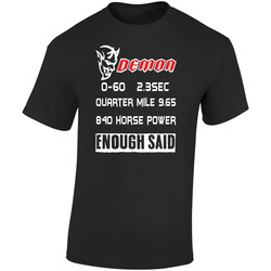 Dodge Demon Challenger Srt 2017 Specs Enough Said Enthusiat Car Retro Graphic Unisex Soft Cotton Black T Shirt