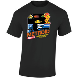 Metroid Nes Box Art Video Game Retro Graphic Unisex Soft Cotton Black T Shirt