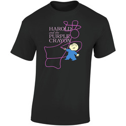 Harold Purple Crayon Children's Book Title Retro Graphic Unisex Soft Cotton Black T Shirt