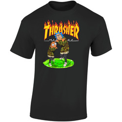 Rick And Morty Thrasher Retro Graphic Unisex Soft Cotton Black T Shirt