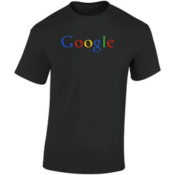 Google Logo Black Men's Retro Graphic Unisex Soft Cotton Black T Shirt