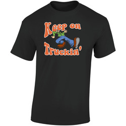 Keep On Truckin' - Black Retro Graphic Unisex Soft Cotton Black T Shirt