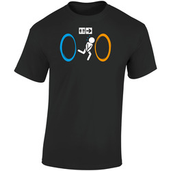 Portal Bathroom Parody Video Game Retro Graphic Unisex Soft Cotton Black T Shirt