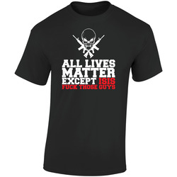 All Lives Matter Except Isis Patriotism Patriot Guns Worn Look Retro Graphic Unisex Soft Cotton Black T Shirt