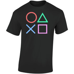 Playstation Gamer Buttons Retro Graphic Unisex Soft Cotton Black T Shirt