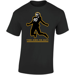 Turn Down For Tj Watt Fan Silhoutte Retro Graphic Unisex Soft Cotton Black T Shirt