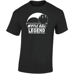 Funny Baseball Whiffle Wiffle Ball Legend Wiffle's My Middle Name Retro Graphic Unisex Soft Cotton Black T Shirt