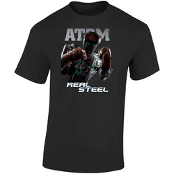 People Champions Real Steel Movie Atom Robot Retro Graphic Unisex Soft Cotton Black T Shirt