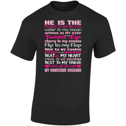 Handsome Husband (design On Back) Retro Graphic Unisex Soft Cotton Black T Shirt