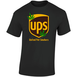 United Pot Smokers Ups Parody Weed Cannabis Retro Graphic Unisex Soft Cotton Black T Shirt