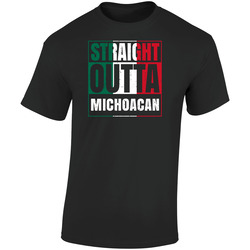 Straight Outta Michoacan Mexican City Mexico Grunge Parody Retro Graphic Unisex Soft Cotton Black T Shirt