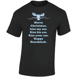 Kiss My Ass National Lampoons Christmas Vacation Moose  Quotes Retro Graphic Unisex Soft Cotton Black T Shirt