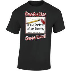 Lets Eat Grandma Punctuation Saves Lives Funny Cool Retro Graphic Unisex Soft Cotton Black T Shirt