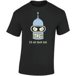 Futurama Ctrl Alt Shift Kill Bender Retro Graphic Unisex Soft Cotton Black T Shirt