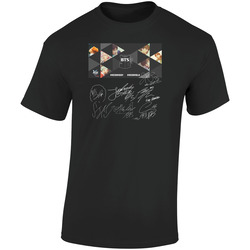 BTS Bangtan Boys Kcon All Member Sign Kpop T-Shirt Tee T Shirts Fire Retro Graphic Unisex Soft Cotton Black T Shirt