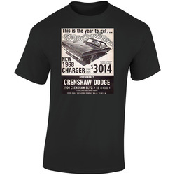 1968 The Dodge Boys Charger Dodge Fever Vintage Muscle Car Chrysler Ad Advertisement Crenshaw Retro Graphic Unisex Soft Cotton Black T Shirt