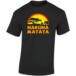 African Tree Hakuna Matata Retro Graphic Unisex Soft Cotton Black T Shirt