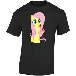My Little Pony: Friendship Is Magic Fluttershy Retro Graphic Unisex Soft Cotton Black T Shirt