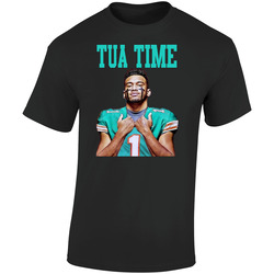 Tua Tagovailoa Tua Time Miami Dolphins Fins Qb Football Retro Graphic Unisex Soft Cotton Black T Shirt