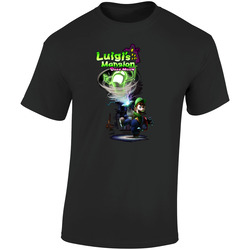 Luigi's Mansion Dark Moon Super Mario Retro Graphic Unisex Soft Cotton Black T Shirt