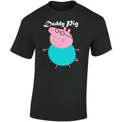 Daddy Pig Tee Retro Graphic Unisex Soft Cotton Black T Shirt