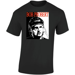 Bob Probert Wings Hockey Retro Graphic Unisex Soft Cotton Black T Shirt