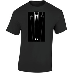 Black Tie  Suit Funny Formal Parody Retro Graphic Unisex Soft Cotton Black T Shirt