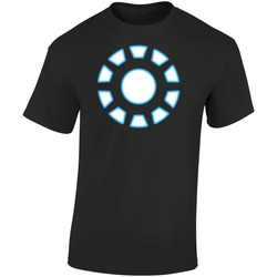 Iron Man Glowing Heart Comic Movie Retro Graphic Unisex Soft Cotton Black T Shirt