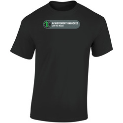 Achievement Unlocked Left The House Gaming Retro Graphic Unisex Soft Cotton Black T Shirt